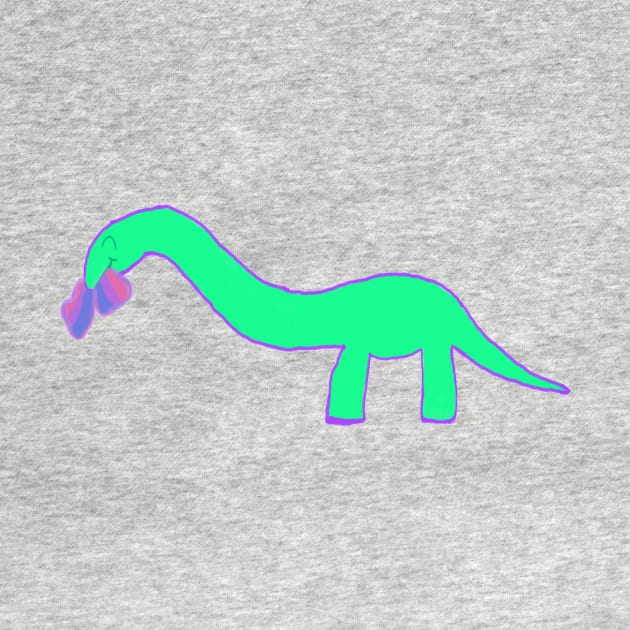 Longneck dinosaur with bisexual pride flag by system51